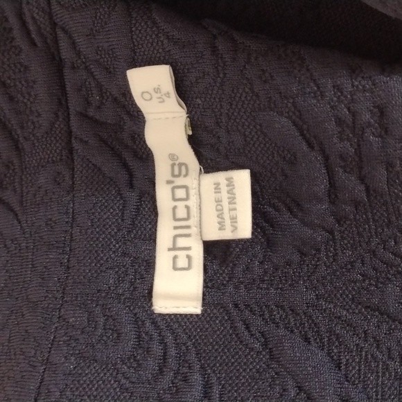 Chico's Navy Floral Jacquard Knit Topper Jacket Size US 4 - Picture 7 of 15